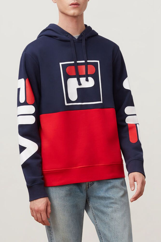 Fila Hoodie Mens Navy/Red/White - Marzio - Philippines 5861329-DP